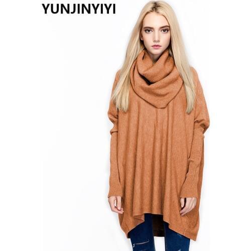 Autumn Solid Sweater For Women Turtleneck Collar Batwing Sleeve Loose Pullovers Sweaters Female 2019 Fashion Womens knit shirt