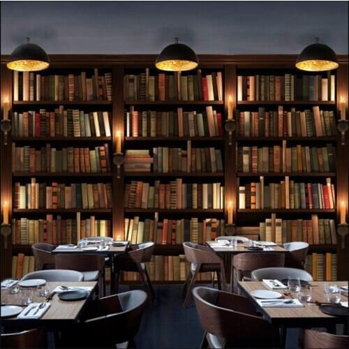 Retro Bookshelf Bookcase 3D Photo Wallpapers for Living Room Bedroom Background Mural Wall Papers Home Decor Papel De Parede 3d
