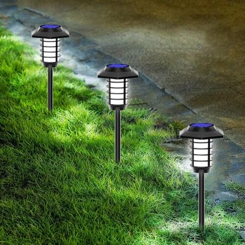 Lawn Lamp Easy Install Durable Yard Decoration Solar Powered Garden Waterproof Black Landscape Light Outdoor LED Bulb