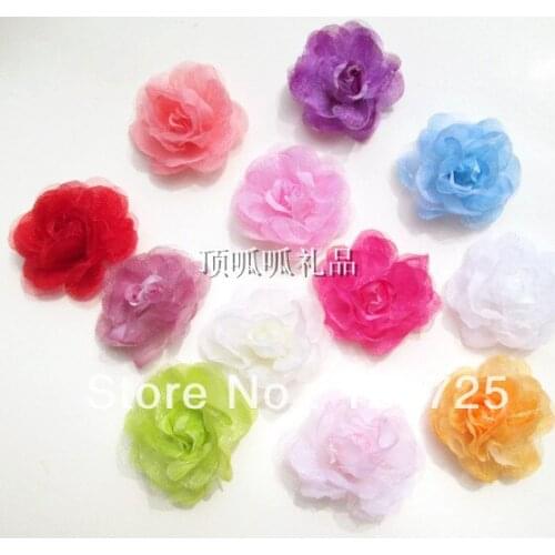 Chiffon belt yarn small tea rose artificial flower diy wedding decoration home decoration silk flower 3.5cm