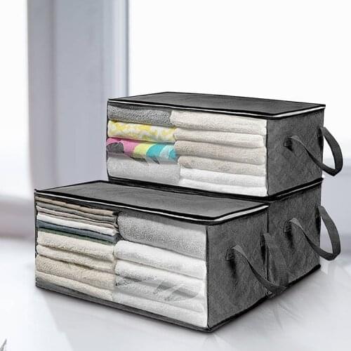 Foldable Large Capacity Storage Bag Household Clothing Storage Box Dustproof Non-woven Quilt Storage Bra Sock Wardrobe Organizer
