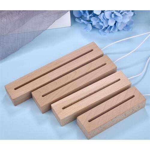 LED Night Lights Wooden Base Desk Lamp Table Lamp With USB For Home Decoration Light White Fit Resin Crafts Display