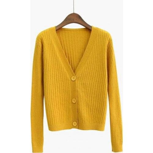 WEIHAOBANG 2021 Womens New Autumn Loose V-neck Knitted Sweater With Temperament Long Sleeve High Waist Short Coat
