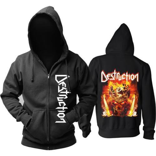 13 designs Zipper Sweatshirt Skull Destruction Rock black Nice Soft Warm hoodies punk heavy thrash metal sudadera fleece