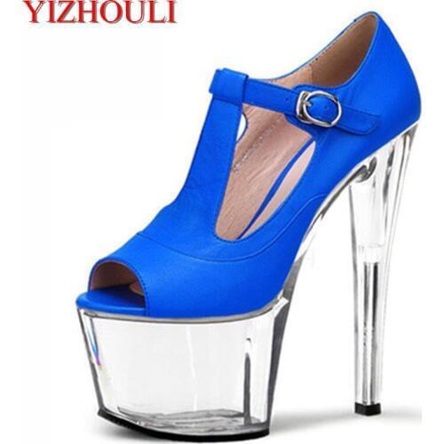 17 cm high heels, American and European club shoes with big mouth size, sky-high high heels, banquet womens shoes