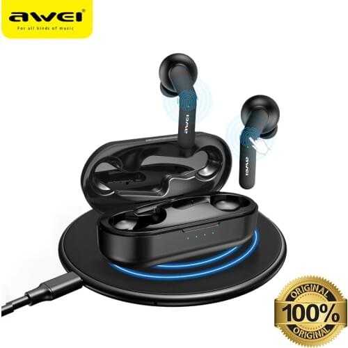 AWEI T10C TWS Wireless Bluetooth Earphone Headphones Tap Control Headset Handsfree True Wireless Earbuds For xiaomi