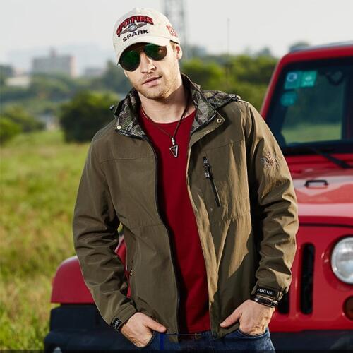 Outdoor Camouflage Double-sided Wear Men Jackets Windproof Anti-scratch Tactical Jackets Climbing Hiking Fishing Hooded Coats