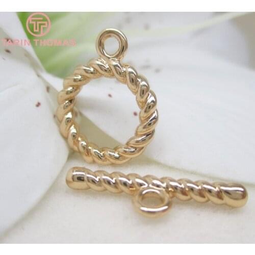 4 Sets 14MM 24K Champagne Gold Color Brass Bracelet O Toggle Clasps High Quality Diy Jewelry Findings Accessories Wholesale