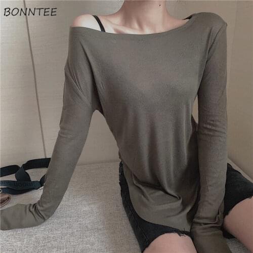Long Sleeve T-shirts Women 2021 New Ulzzang Female Sexy Loose Design Side Split Tops All Match Summer Sun Proof Simple Solid Ins