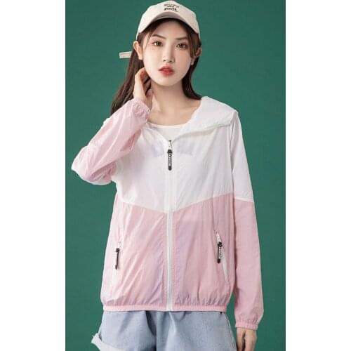 Patchwork Sunscreen Jacket Women Hoodies Coat 2021 Autumn Cardigan UV Resistant Causal Sported Coat Outerwear Zipper Jacket