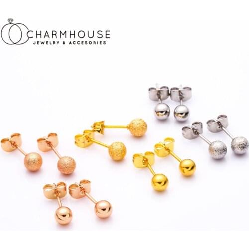 Pure Silver Charm Earrings For Women Silver/ Gold 5mm Buddha Bead Stud Earrings Brincos Femme 2021 Trendy Jewelry Accesories