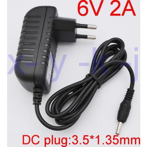 1PCS High quality DC 6V 2A IC program AC100V-240V Converter Switching power adapter 2000mA Supply EU Plug DC 3.5mm x 1.35mm