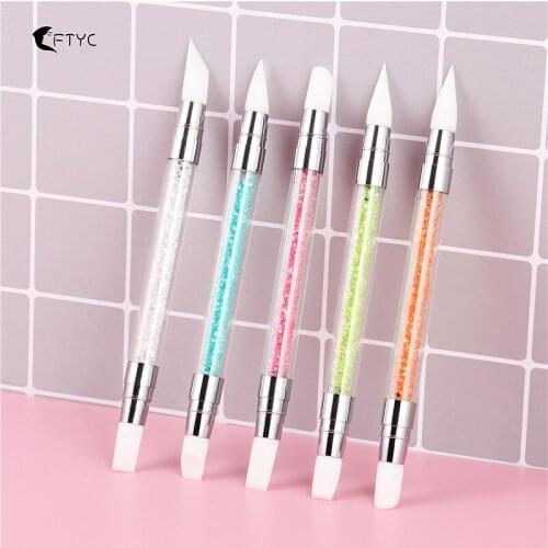 1pc Dual-ended Nail Art Silicone Sculpture Pen 3D Sculpture Pen Silicone Head Carving Tool Nail Supplies For Professionals