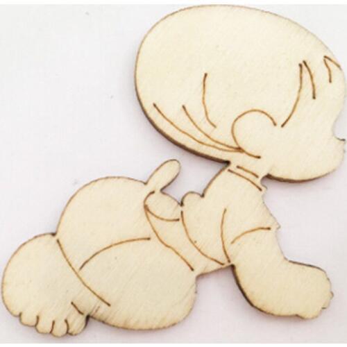 10Pcs Wooden Laser Cut Cute Baby Shape Craft Wedding Guestbook Decoupage Home Wall Decorations Wood Crafts