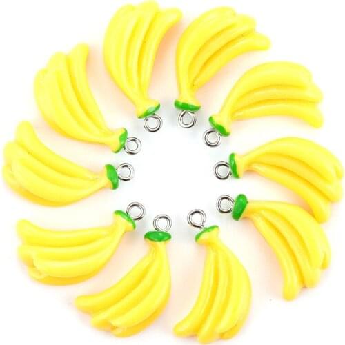 10pcs/lot Yellow Alloy Banana Enamel Charms Pendant For Handmade Cute Earrings Necklace Fashion Jewelry