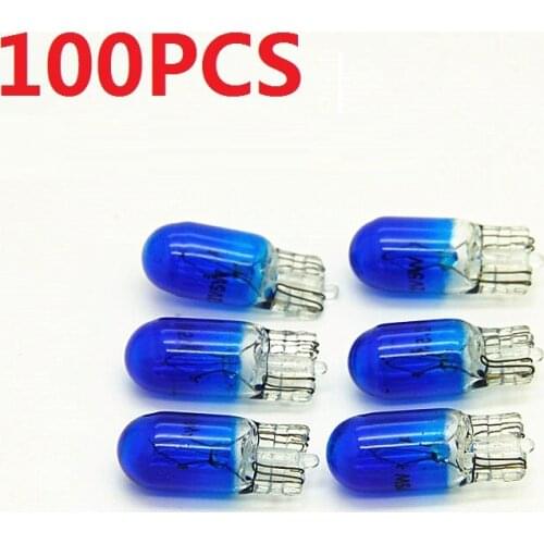 100PCS 501 W5W XENON T10 Glass 12V 5W W2.1x9.5d Single Filament Multiple Colour Car Bulb Lamp