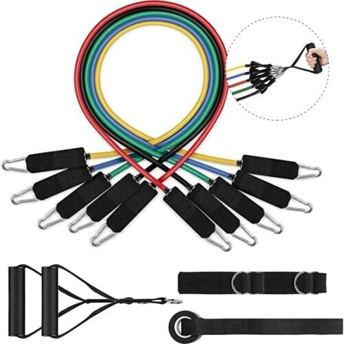 11 PCS Tension Resistance Band Set and Exercise Stretch Fitness Home Set for Gym Fitness Training Yoga