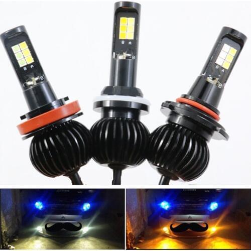 2PC H11 H8 Led Fog Lights Driving lamp HB3 HB4 9005 9006 H27 880 881 Bulb fog Light White Yellow Blue Ice Blue Dual Color