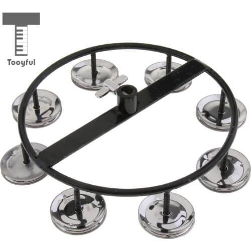 Tooyful Professional 4 Pairs Rhythm Hi Hat Tambourine with Single Row for Drum Set