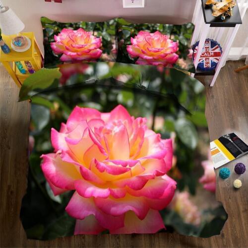 New 4Pcs 3D Bedding Set red rose Bed Linens with Super King size Duvet Cover Bed Sheet Pillowcase