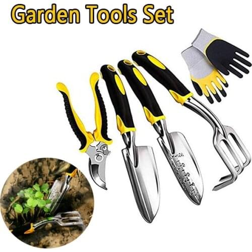 New 5Pcs garden tool set including trowel transplant shovel cultivation gloves pruner and gardening tools Gardening Tool Kit