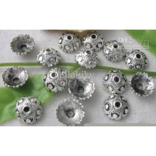900pcs Tibetan Silver Color ornate bead caps 10x4mm A1889