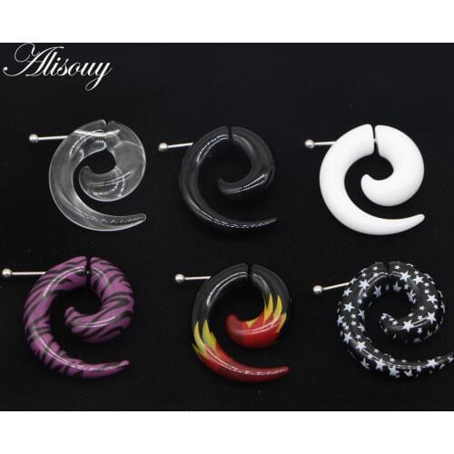 1 Pair Acrylic Fake Cheater Spiral Ear Taper Stretcher Expanders Gauge Earlobe Earring Piercing Body Jewelry Tunnel And Plugs