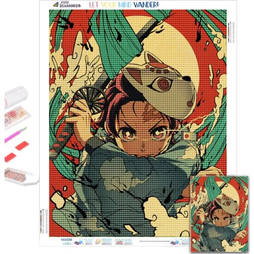 Diamond Painting Anime Demon Slayer Picture of Rhinestones Full Diamond Art Mosaic Embroidery Cross Stitch Kits Home Decor
