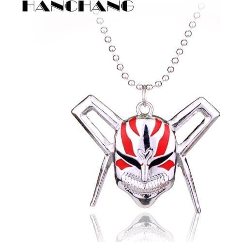 Anime Jewelry BLEACH Kurosaki Ichigo Mask Necklace Hip Hop Pendants Necklaces Beads Chain Trinket