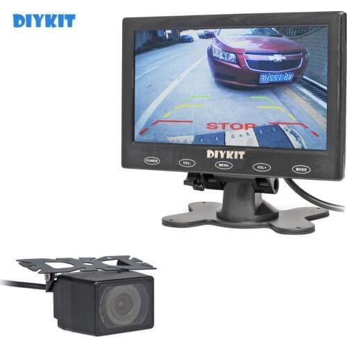 DIYKIT 7" Touch Button Ultra-thin Screen Car Monitor + Waterproof IR Night Vision Backup Rear View Car Camera