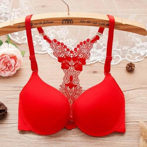 Sexy Backless Bra Front Closure Woman Bra Racerback Brassiere Small Breast A B C Cup Push Up Bras for Women 30 32 34 36 38