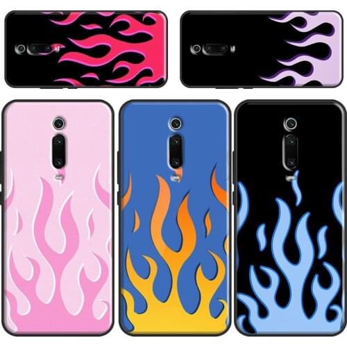 Flame Aesthetic Light Blue Fire Pink Phone Case For Xiaomi Mi 11 Ultra 9 10 Lite A3 9T 10T Pro Cover For POCO X3 F3 F2 M3 Pro