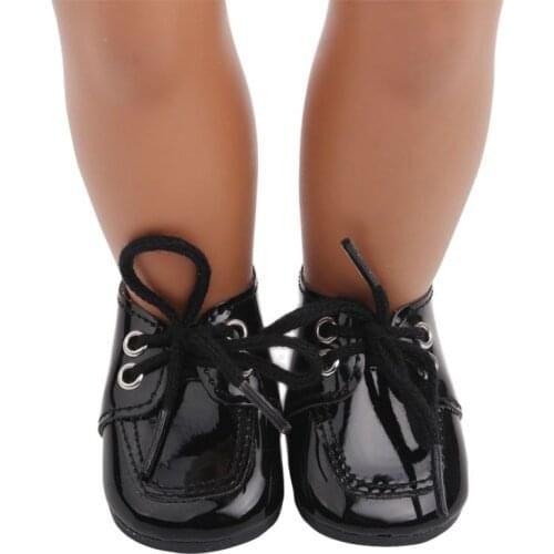 Black Handsome Leather Shoes New Born Baby Doll Shoes for 18" 43cm American Girl Reborn BJD Dolls Accessories Suit Outfit