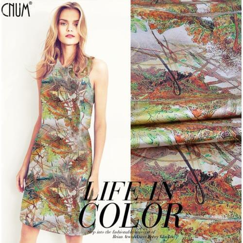 CNUM SP641 Pure Silk/ Withered Lotus/ Silk Fabric Elastic 93% Silk 7% Spandex/Width1.18yd Thickness 19mm,By Meters