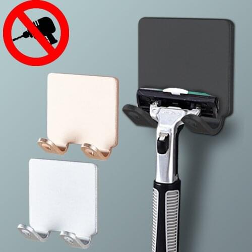 Punch Free Razor Holder Wall Storage Rack Men Shaving Shaver Shelf Bathroom Razor Hook Wall Bathroom Hanger