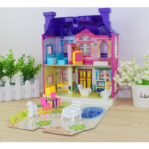 Toy suit DIY Miniature Villa House Dollhouses Toys Happy Family Theme Princess Room Toy Suit Furniture Kits Girl Child Doll Gift