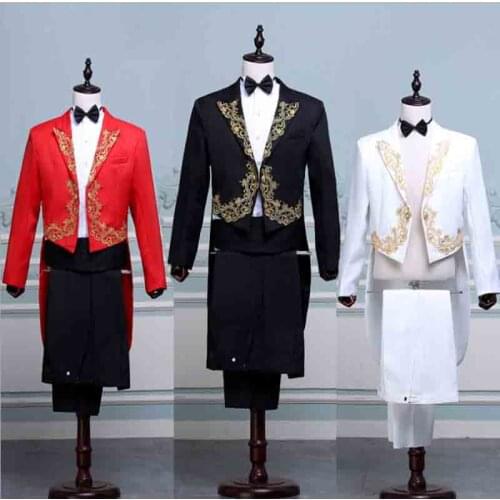 2 Piece Suit Men Deluxe Medieval Victorian Vintage White Blazer Suit Male Halloween Costume Formal Suit Dress For Men Plus Size