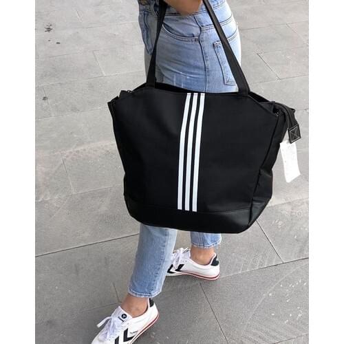 Leila Bag Black Big size Black White Striped Women 'S Sports Bag