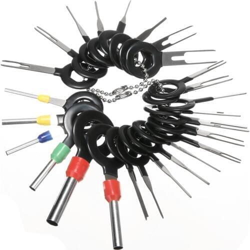 Mayitr 26Pcs Car Terminal Removal Tool Stainless Steel Wiring Connector Extractor Release Key Pin For Car Mechanical Repairing