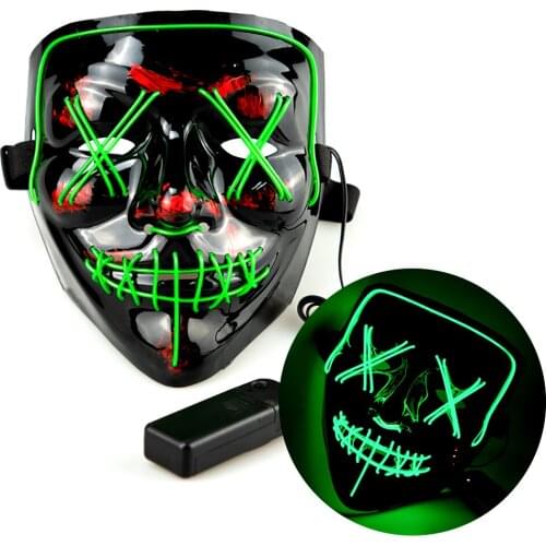 2021 New Product Ideas Halloween Christmas Decoration Supplies Party EL Wire Flash Face Mask