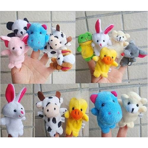 New Cute 10Pcs Finger Puppet Toys Educational Cartoon Animal Toys Finger Puppets Cloth Plush Doll Baby Intellectual Development