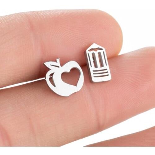 New Design Asymmetric of Apple And Battery stud Earrings Classic Rocket Earth Mouse Cat Earring Female Party Fashion Jewelry
