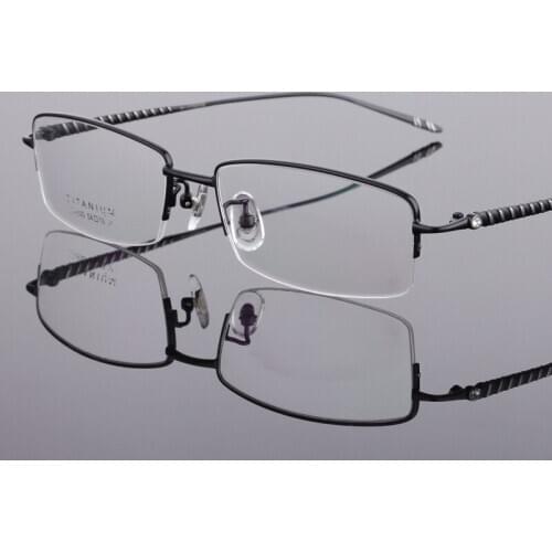 High Quality Pure Titanium Glasses Half Frame Ultra Light Glasses Business Mens Myopia Prescription Glasses 54-18-140