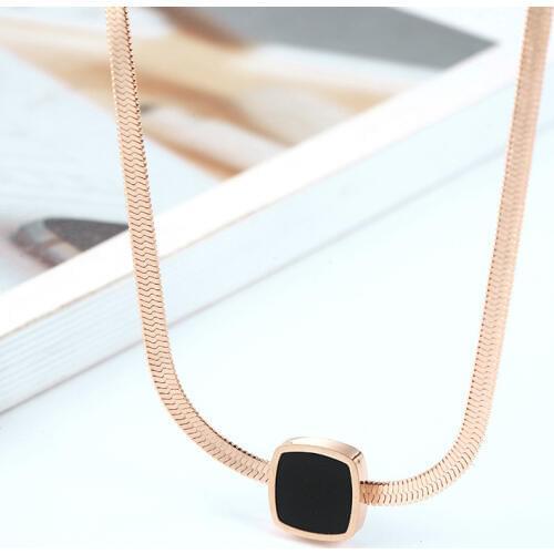Stainless Steel Snake Chain Necklace for Women Rose Gold Square Choker Necklace Collier Femme Jewelry