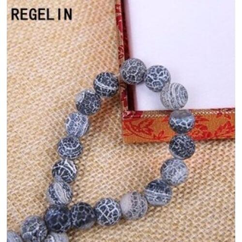 REGELIN Natural Stone Beads 6/8/10/12/14mm Round Black Weathering Quartz Bead Loose Bead 1strip DIY Jewelry Findings