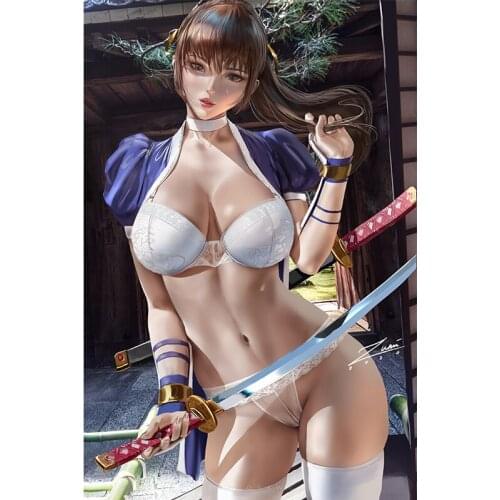 Print Anime Japan Ninja Warrior Sexy Girl Art Canvas Poster Custom Painting 16x24 24x36 Living Room Bedroom Home Wall Picture
