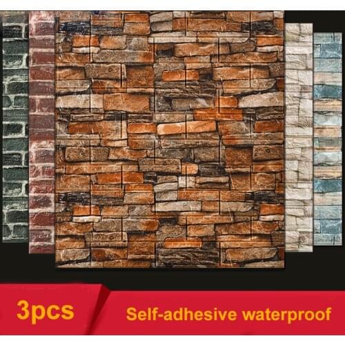 1/3/5/10Pcs Self-Adhesive 3D Brick Sticker DIY Waterproof Foam Wallpaper Kids Room Kitchen Roof Ceiling Background Wall Decals