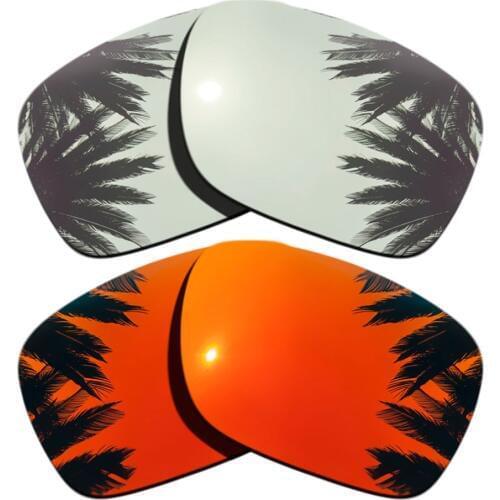 Silver Mirrored+Orange Red Mirrored Coating) 2-Pairs Polarized Replacement Lenses for Holbrook Frame 100% UVA & UVB Protection