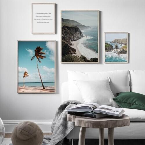 Nordic Decoration Home Beach Coastline Landscapes Poster And Print Scandinavian Wall Art Painting Picture For Living Room Decor