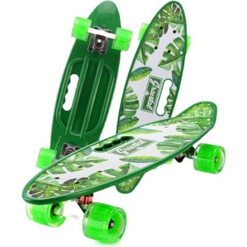 Small Fish Board Four-wheel Skateboard Beginners Teenagers Adults Single Warped Street Brushing Flash Wheel Children Skateboard